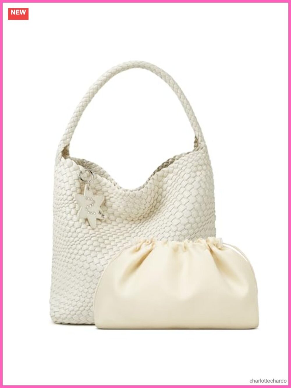 Woven Tote Bag Vegan Leather Shoulder Hobo Purse Work Beach Bag